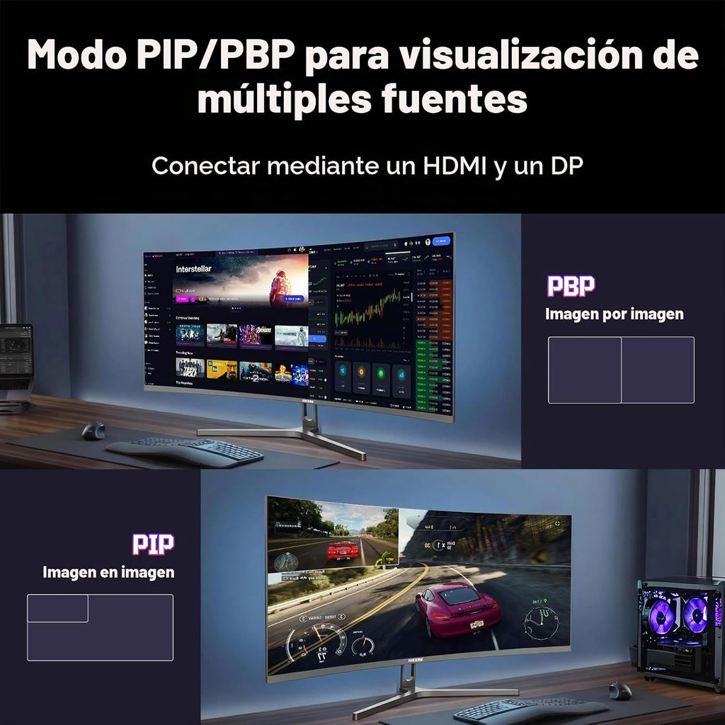 Hikers Monitor curvo para juegos de 34 pulgadas UWQHD 200Hz HDMI 2....