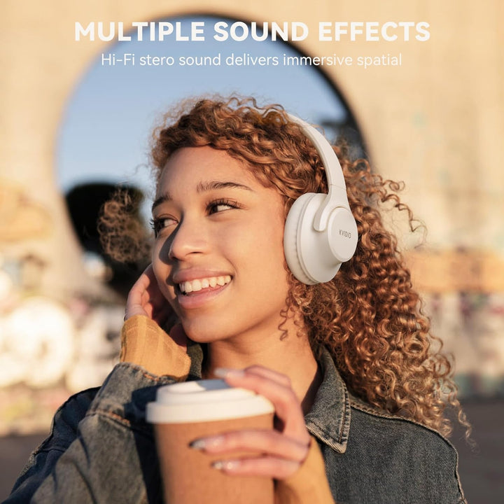 KVIDIO Auriculares Bluetooth sobre la oreja, auriculares inalámbric...