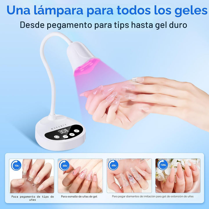 Makartt Lámpara de uñas LED UV: Lámpara de uñas portátil inalámbric...