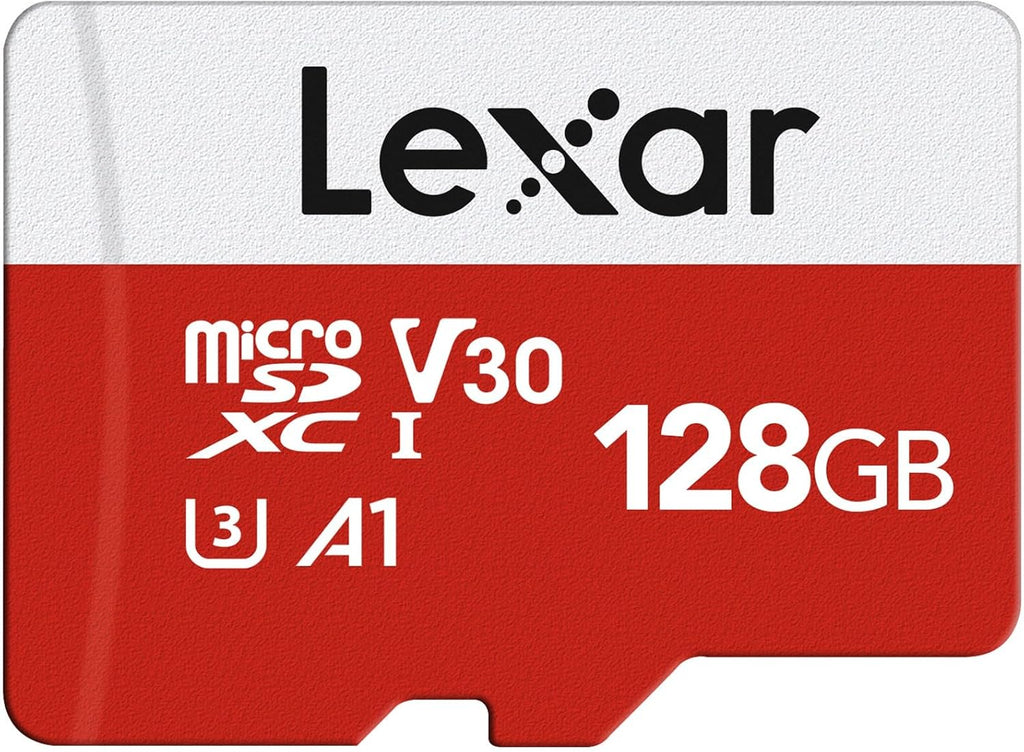 Lexar Tarjeta Micro SD de 128 GB, tarjeta de memoria flash microSDXC UHS-I con adaptador, hasta 100 MB/s, A1, U3, Class10, V30, tarjeta TF de alta velocidad