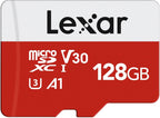 Lexar Tarjeta Micro SD de 128 GB, tarjeta de memoria flash microSDXC UHS-I con adaptador, hasta 100 MB/s, A1, U3, Class10, V30, tarjeta TF de alta velocidad
