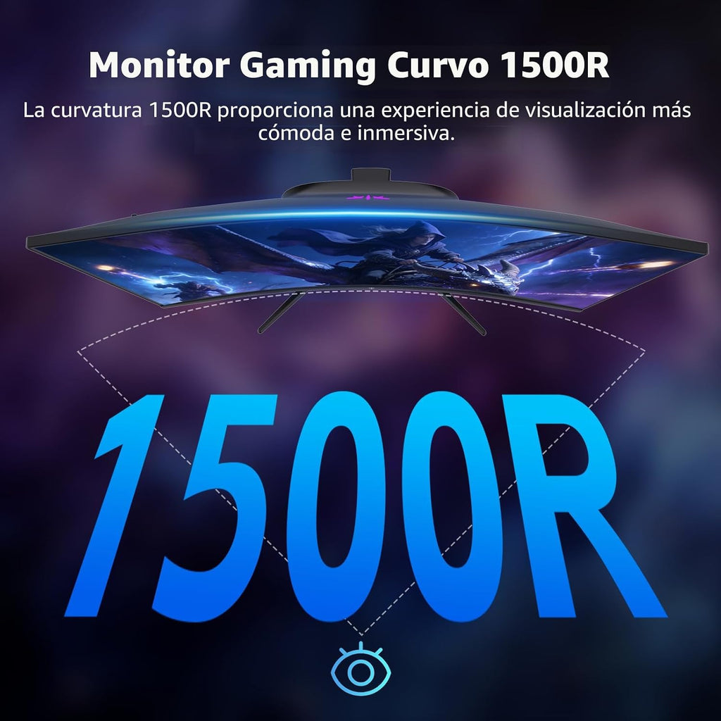 KTC Monitor curvo del juego de 27 pulgadas, monitor de PC 1440P QHD 144Hz