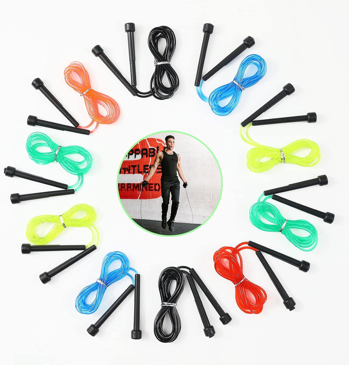 Paquete de 10 cuerdas de saltar de PVC para entrenamiento aeróbico - Cuerda de saltar ajustable versátil para mujeres, hombres y niños, cuerda de saltar de velocidad para ejercicio, 9 pies