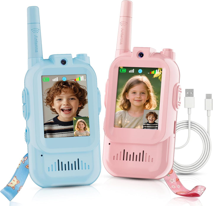 Walkie Talkie para niños con video: paquete de 2 juguetes recargabl...