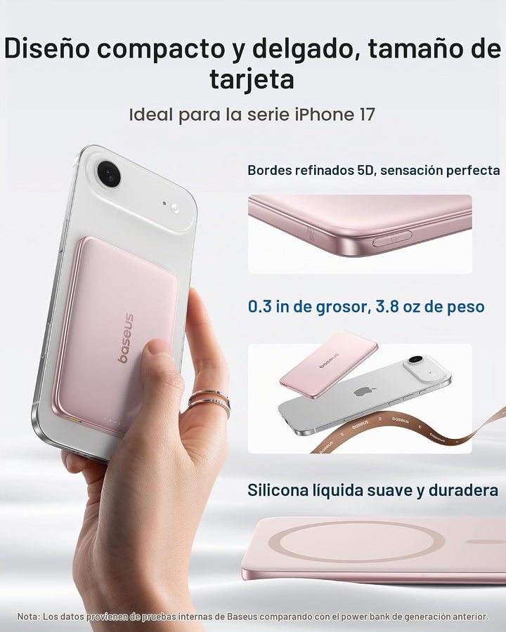 Baseus Picogo Power Bank, batería MagSafe ultra delgada de 0.3 pulg...