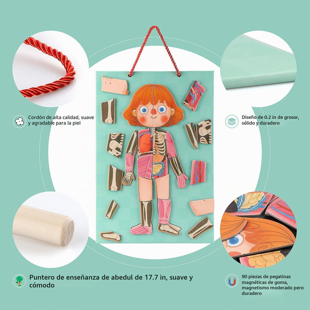 Rompecabezas de cuerpo humano para niños pequeños, 90 piezas