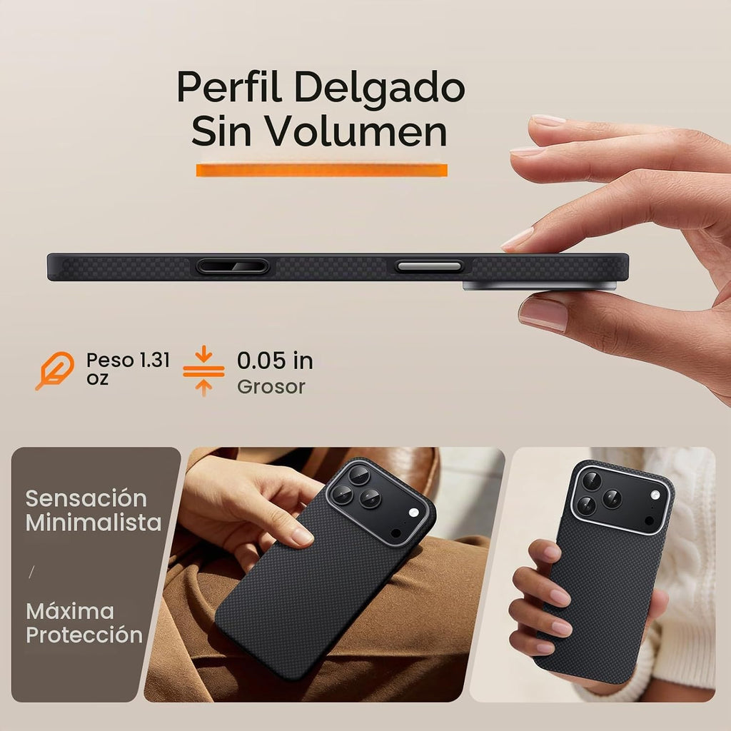 JETech Funda delgada de fibra de aramida para iPhone 18 Pro/17 Pro