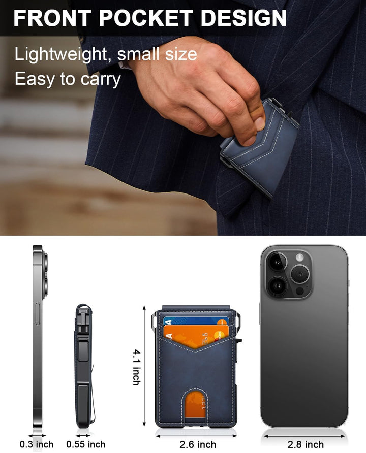 Cartera para hombres, cartera minimalista para hombres de 9-13 tarj...