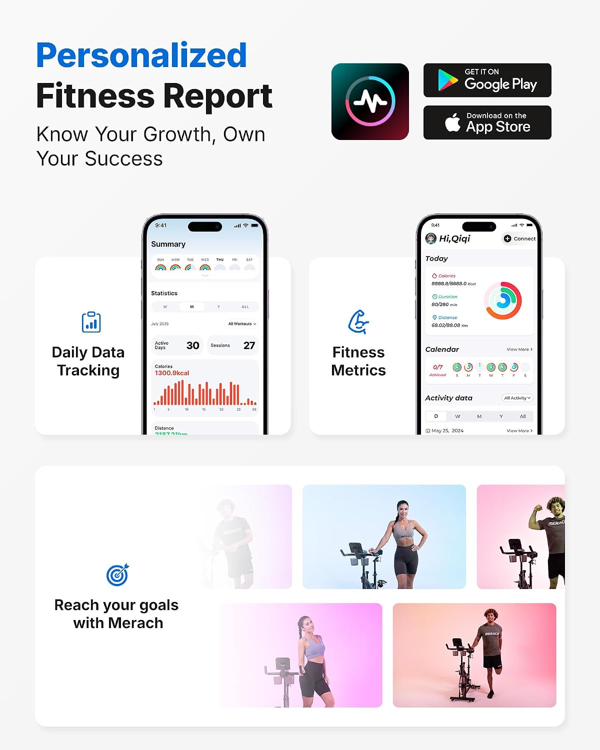 MERACH Bicicleta de ejercicio estática magnética para uso en casa con APP