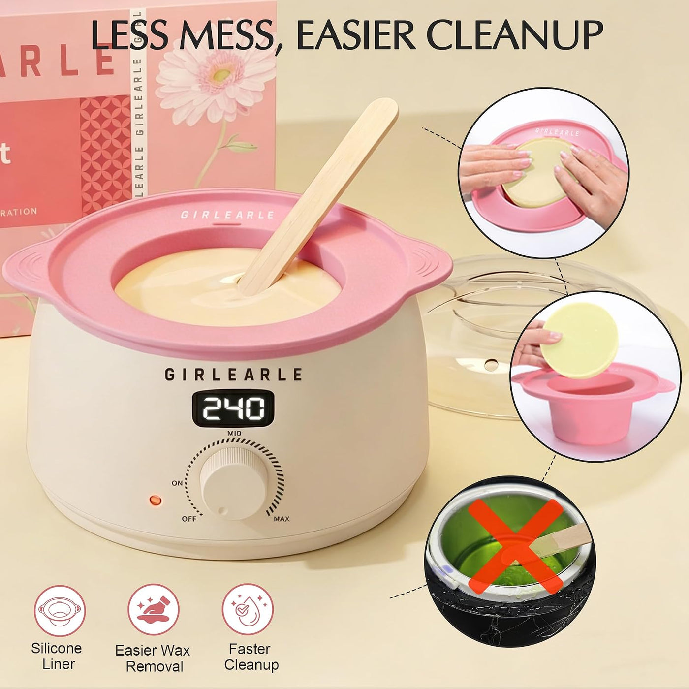 GIRLEARLE Kit de cera digital premium para mujeres y hombres, calen...
