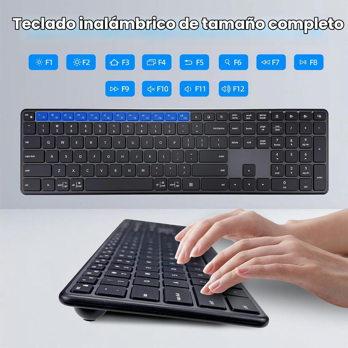 K925 Teclado inalámbrico Bluetooth delgado, negro y gris