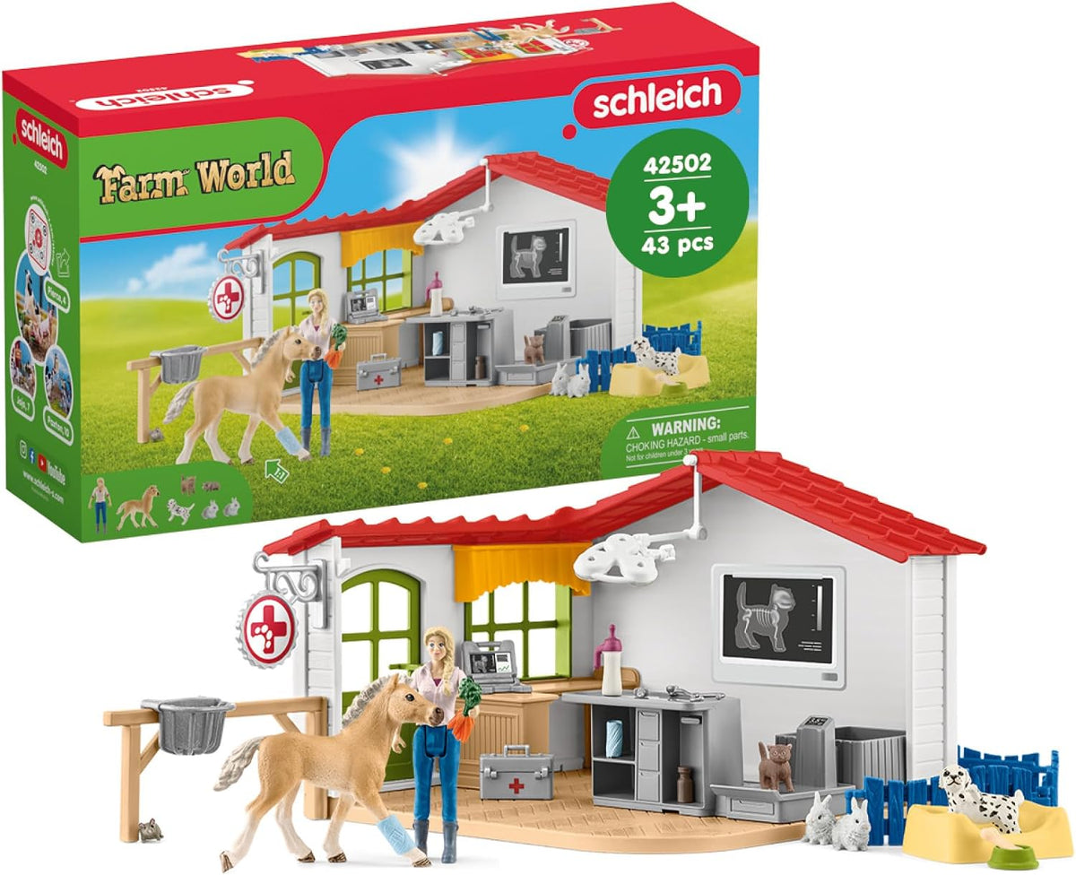 Schleich Farm World - 43Pc Veterinarian Practice con Pets | 42502