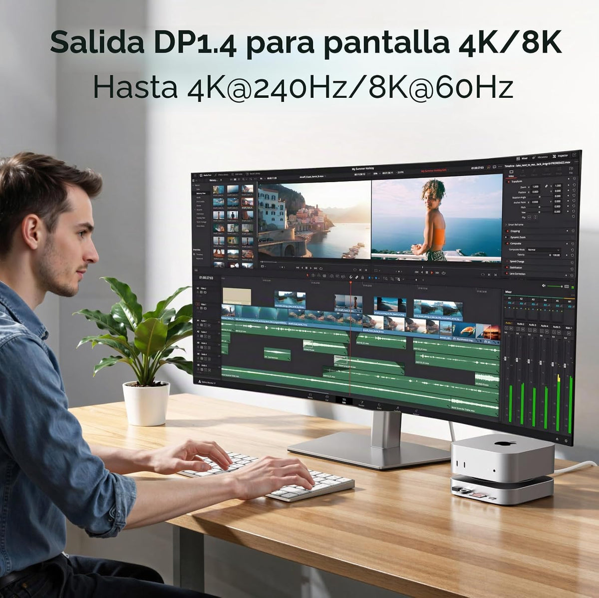 UGREEN Mac mini Dock DP Hub 4K 144Hz con carcasa NVMe