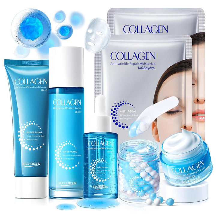 Juego de cuidado de la piel de colágeno para mujer, kit de cuidado...