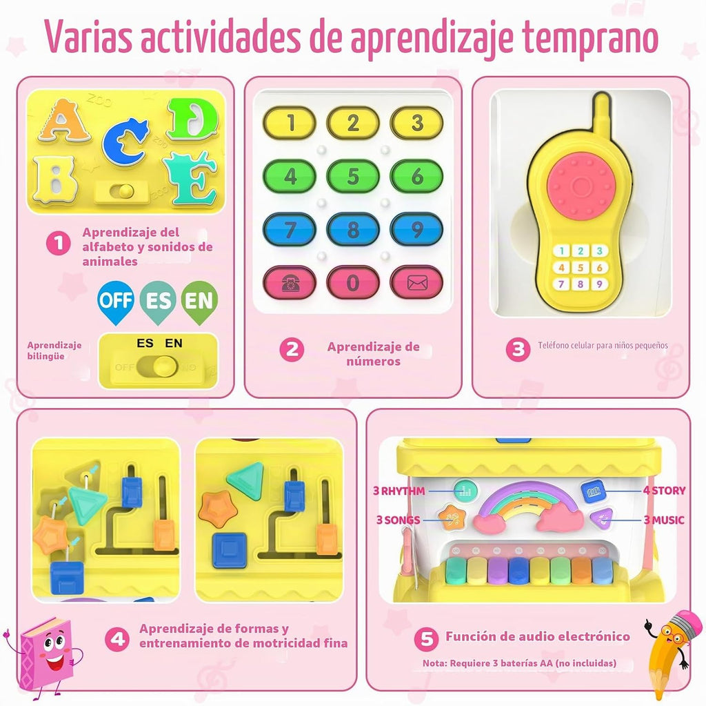 Juguetes para regalos de niña de 1 año, casa Montessori musical bilingüe 12
