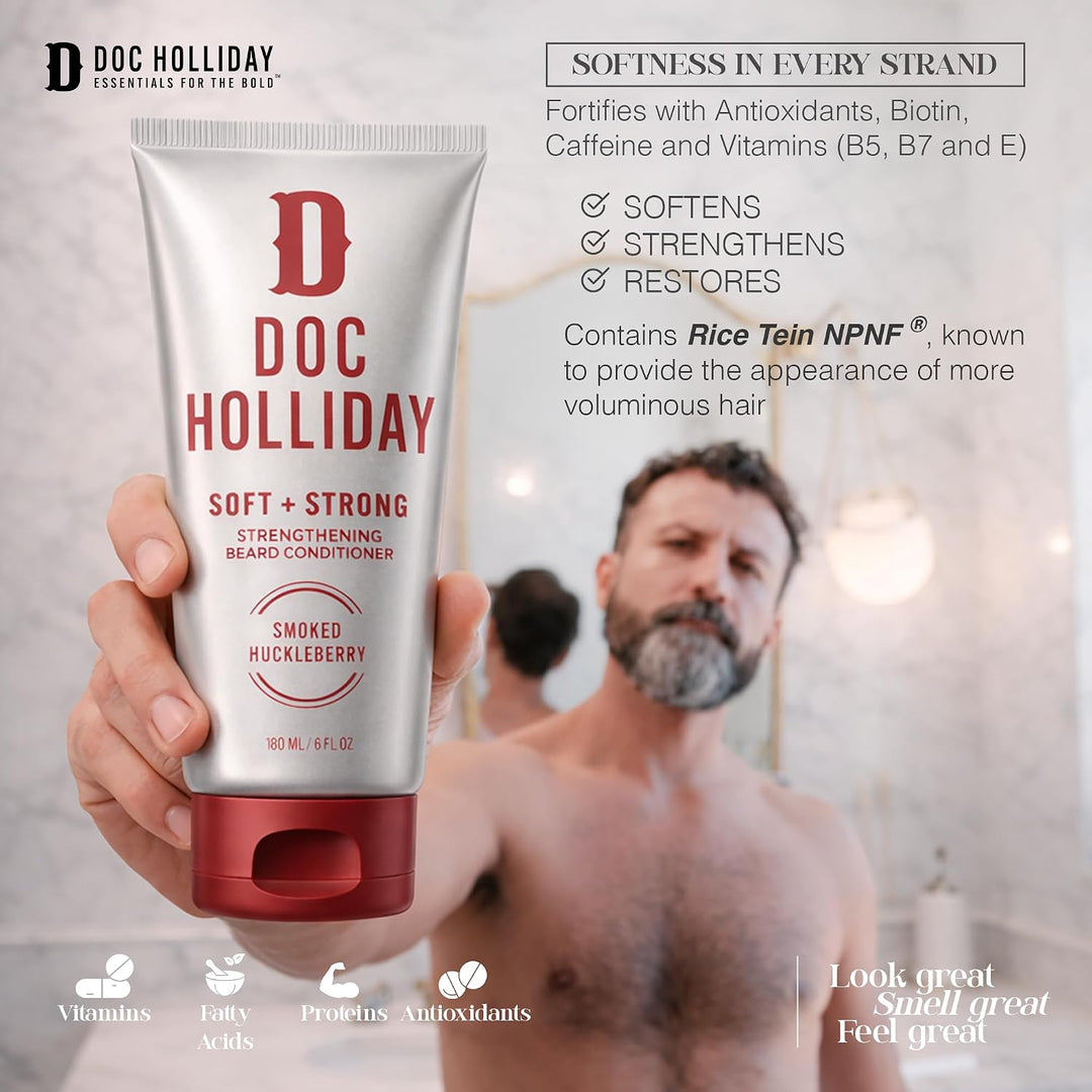 DOC HOLLIDAY Acondicionador fortalecedor suave y fuerte para barba,...