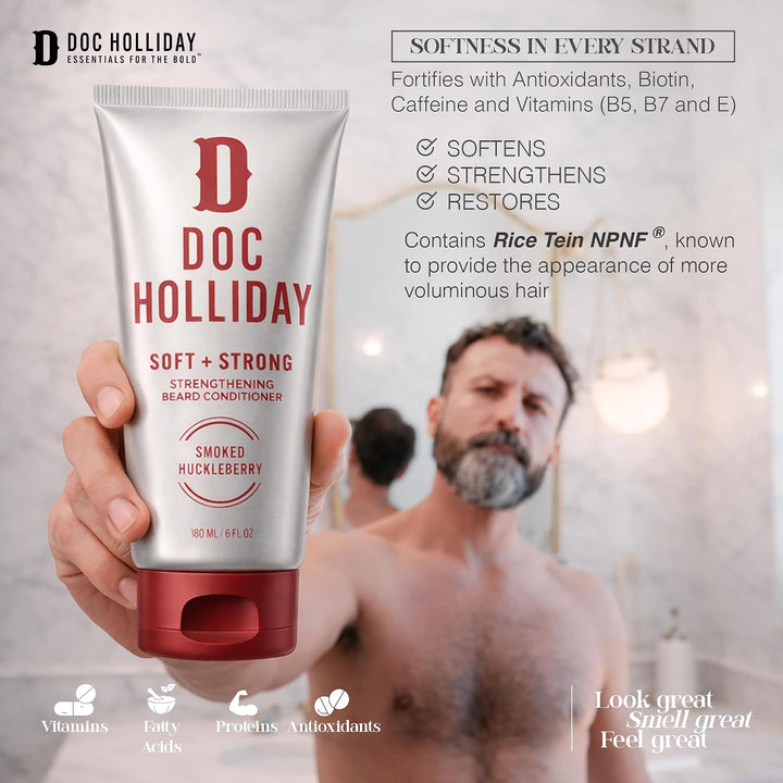 DOC HOLLIDAY Acondicionador fortalecedor suave y fuerte para barba,...
