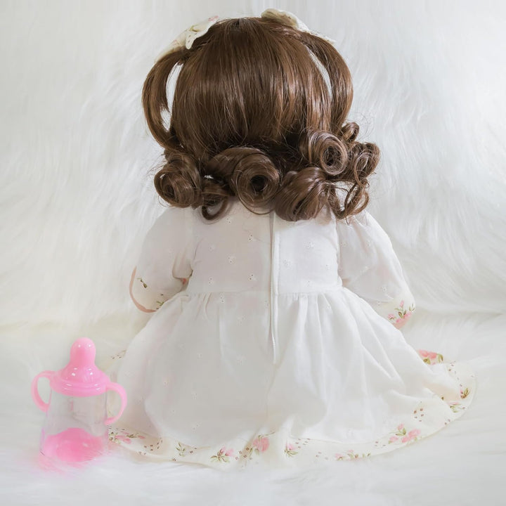 ENADOLL Reborn Baby Doll realista de vinilo de silicona de pelo riz...