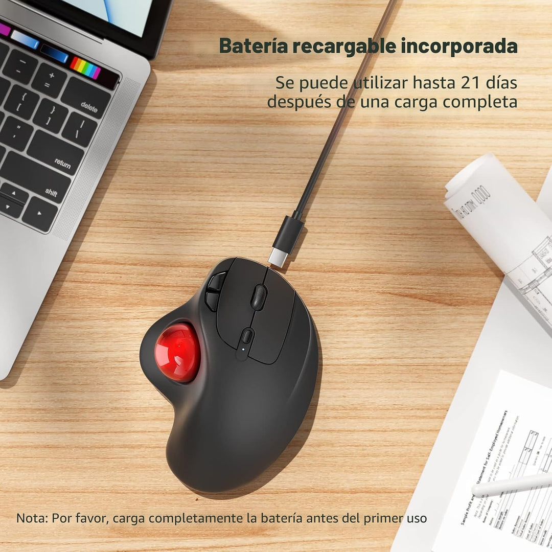 Nulea Ratón Trackball Inalámbrico M501, Ergonómico Recargable, Cont...