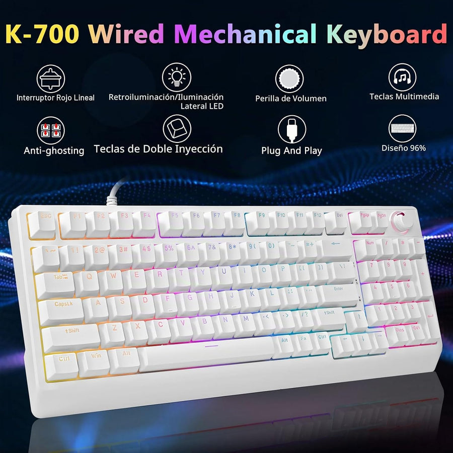 HUO JI Teclado mecánico para juegos con cable, 17 modos retroilumin...
