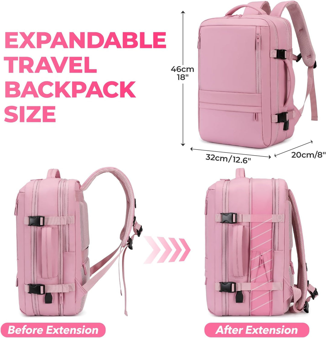Rcrirth Mochila de viaje para mujer | Mochila de mano expandible co...