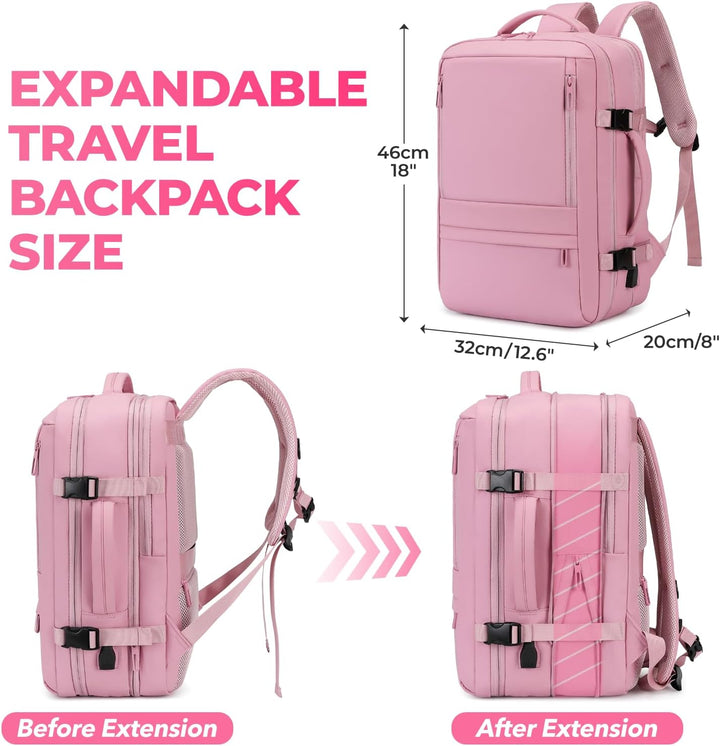 Rcrirth Mochila de viaje para mujer | Mochila de mano expandible co...