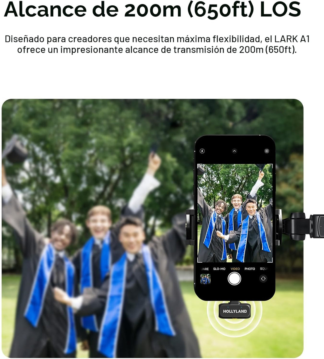 Hollyland Lark A1 Mini Micrófono Inalámbrico para iPhone y Android,...