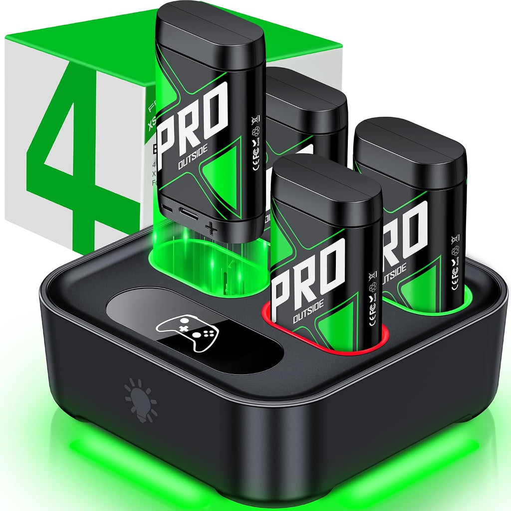 Cargador actualizado para Xbox One Controller Battery Pack con cuatro baterías recargables USB C Xbox Series X|S, One S/One X/Elite Controller Charger Station Accesorios