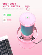 Micrófono de transmisión FIFINE USB para juegos, micrófono de condensador de escritorio para PC, para video y uso en casa, YouTube, con control RGB, perilla de ganancia, conector de auriculares 3.5 mm, montaje antivibración, para computadora/PS5-AmpliGame