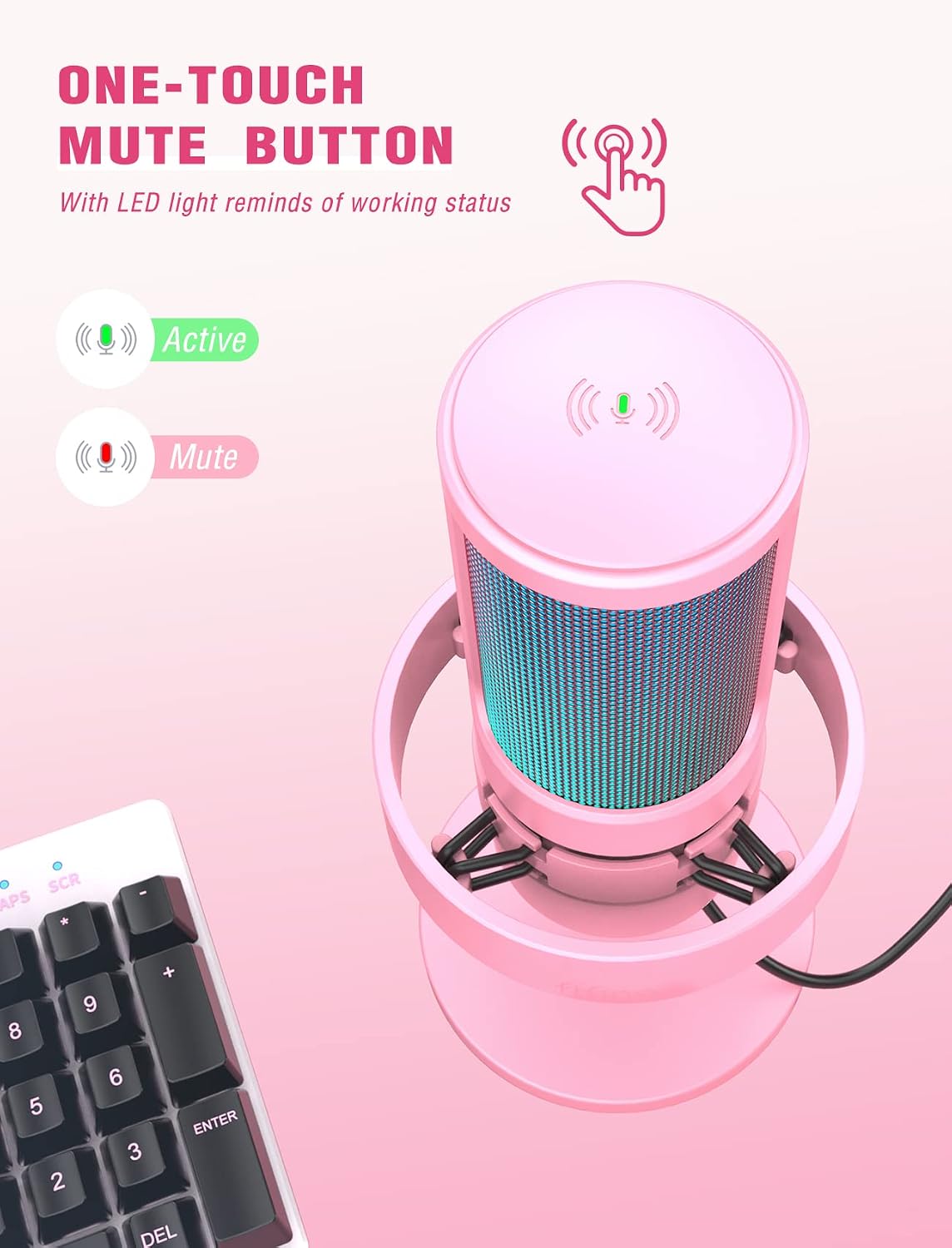 Micrófono de transmisión FIFINE USB para juegos, micrófono de condensador de escritorio para PC, para video y uso en casa, YouTube, con control RGB, perilla de ganancia, conector de auriculares 3.5 mm, montaje antivibración, para computadora/PS5-AmpliGame