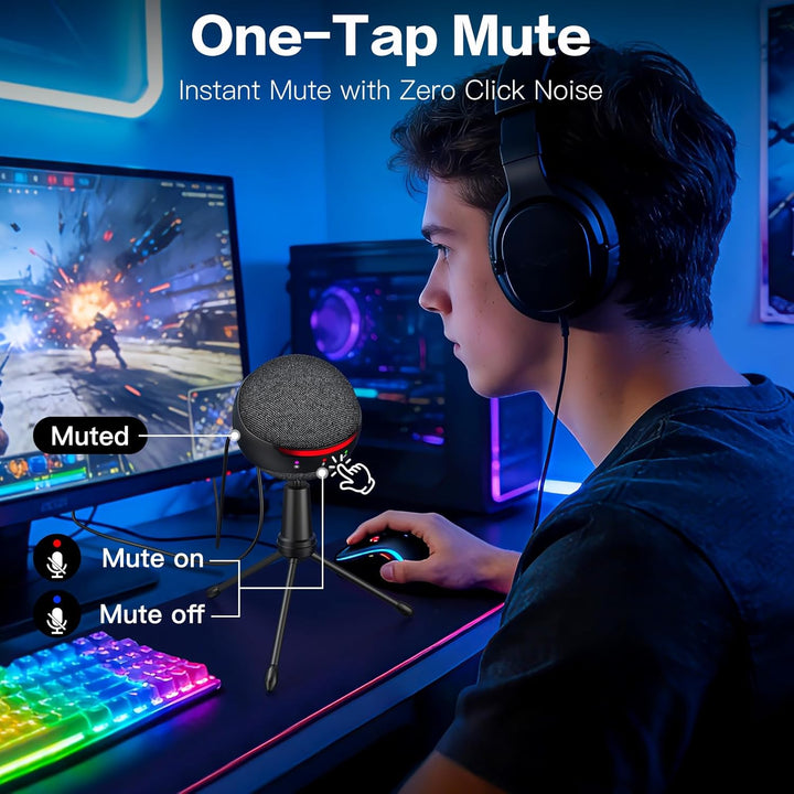 ZealSound Podcast Micrófono USB para PC\/Mac\/iPhone, micrófono de...