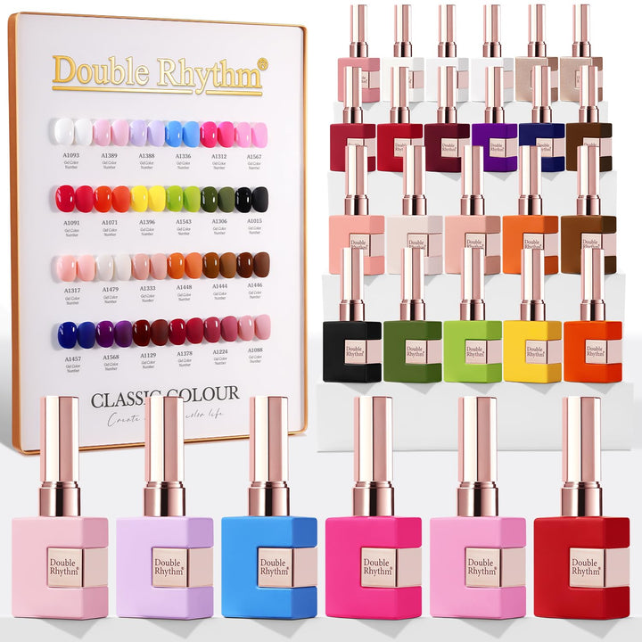 Double Rhythm 28 piezas 0.5 oz Esmalte de uñas de gel, juego de 28...