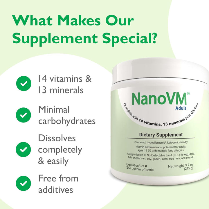 NanoVM Adulto, Suplementos Vitamínicos Libres de Alérgenos, Multivi...