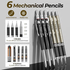 Nicpro Juego de 58 piezas de suministros de dibujo artístico en estuche de cuero, juego de lápices mecánicos de arte con lápiz de dibujo metálico de 0.01 pulgadas, 0.02 pulgadas, 0.03 pulgadas, 0.04