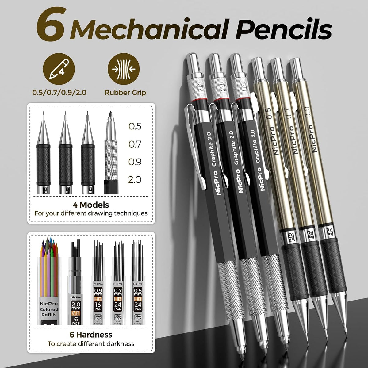 Nicpro Kit de suministros de dibujo artístico de 58 piezas, estuche de
