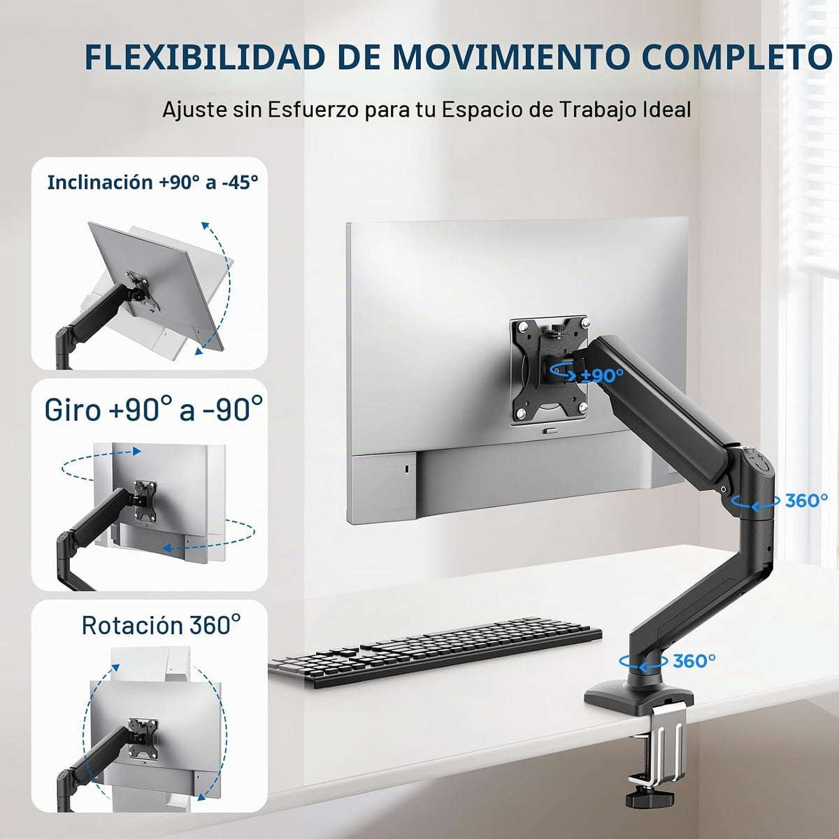 GRIFEMA Soporte de monitor de resorte de gas para 13-32", brazo de monitor