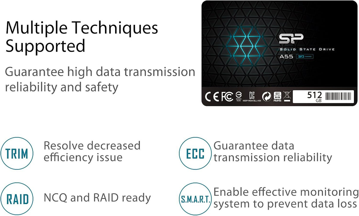 Silicon Power 512GB SSD 3D NAND A55 SLC Cache Performance Boost SAT...
