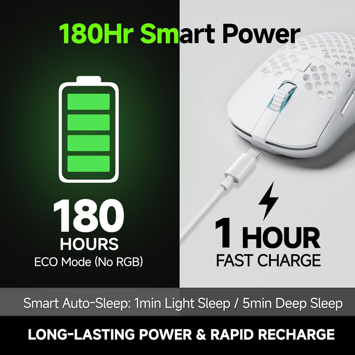 TMKB - Mouse inalámbrico para juegos, sensor óptico de 24000 DPI, b...