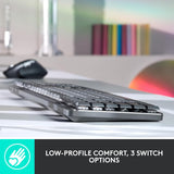 Logitech MX Teclado mecánico inalámbrico de rendimiento iluminado,...