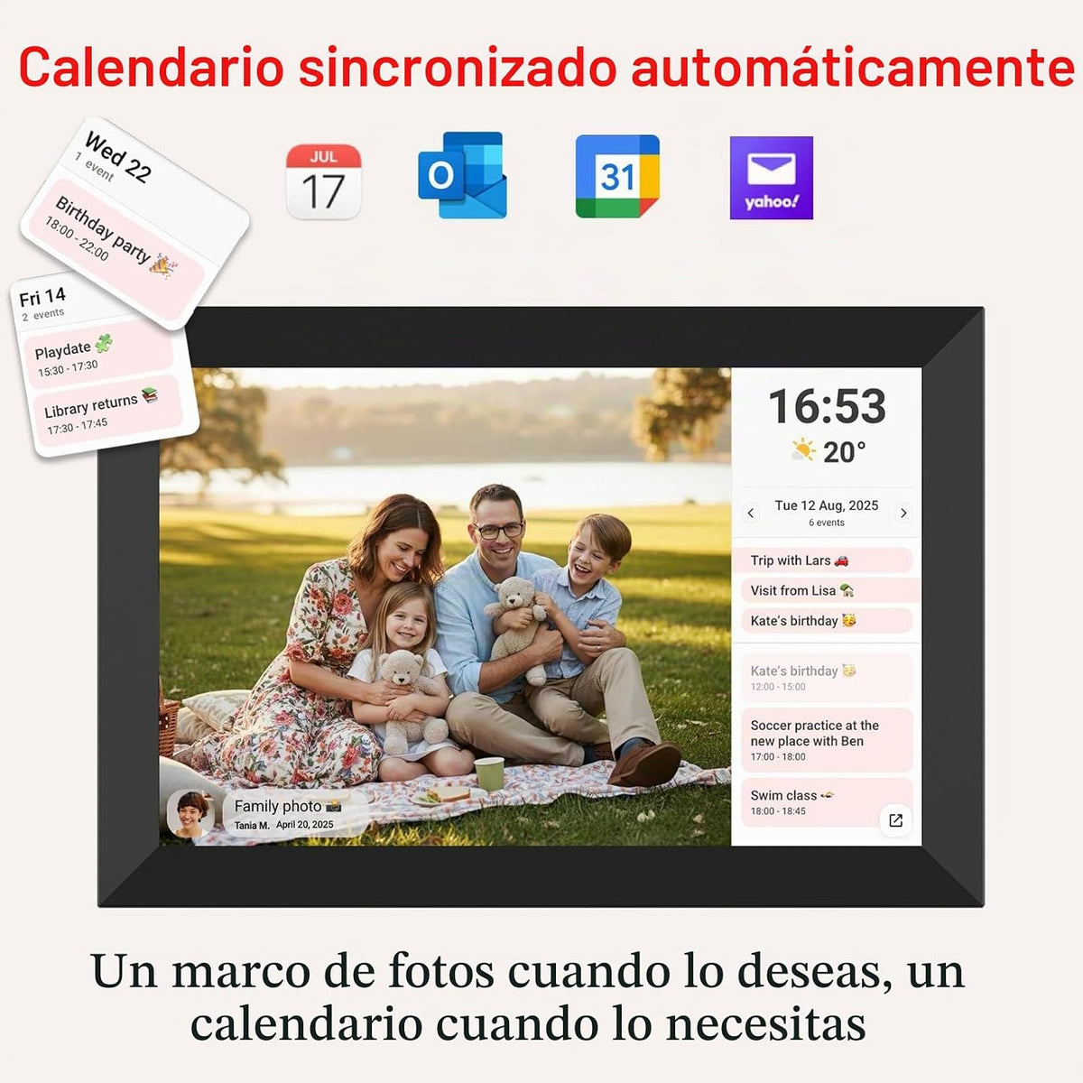 Frameo Marco de fotos digital WiFi de 10.1 pulgadas, marco de fotos digital de 32 GB con pantalla táctil IPS HD de 1280 x 800, montaje en pared con rotación automática, fácil de compartir fotos/videos