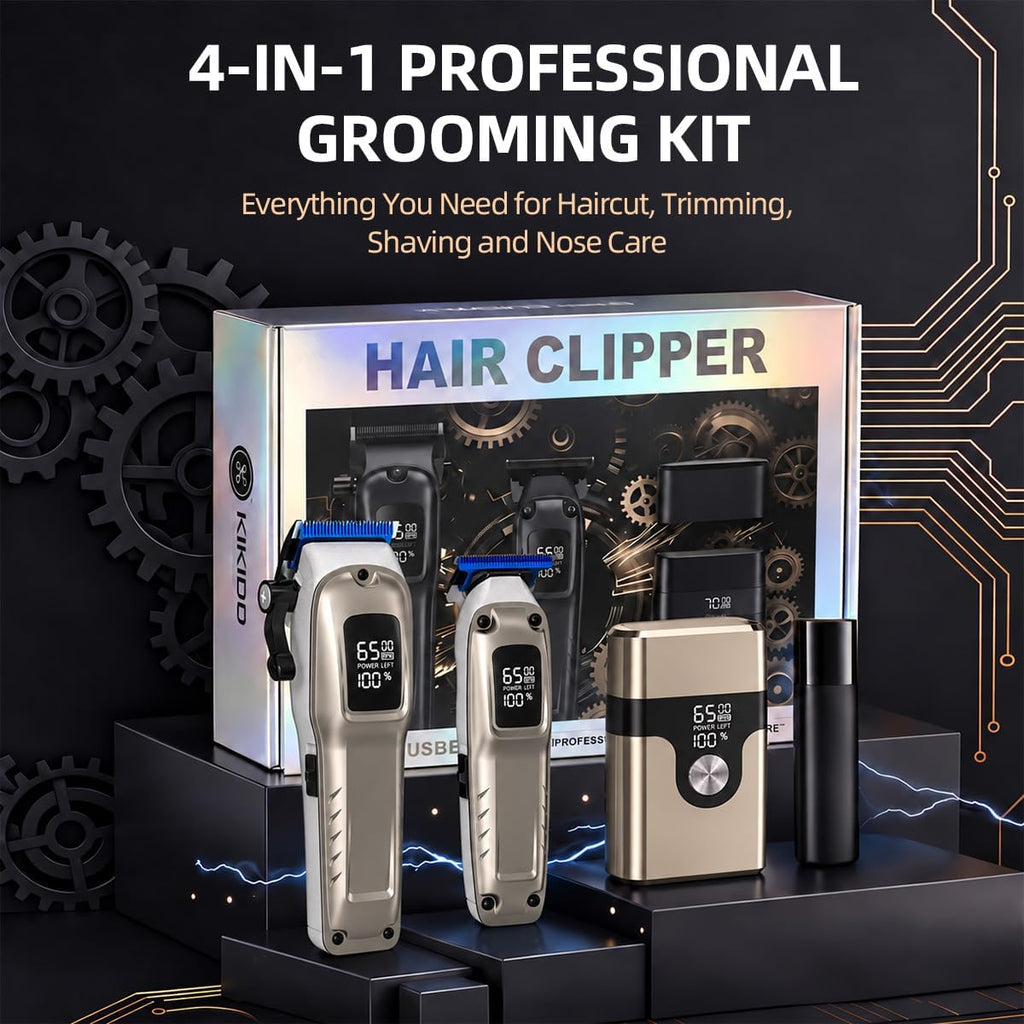 KIKIDO Cortadora de pelo inalámbrica para hombre, kit profesional de corte
