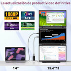 Extensión de Pantalla Cuádruple para Laptop, Monitor Triple FHD de...