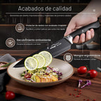 Juego de cuchillos de cocina de 21 piezas con bloque y afilador, juego de cuchillos ultra afilados con asas ergonómicas, juego de bloques de cuchillos de acero inoxidable alemán negro, apto para lavavajillas