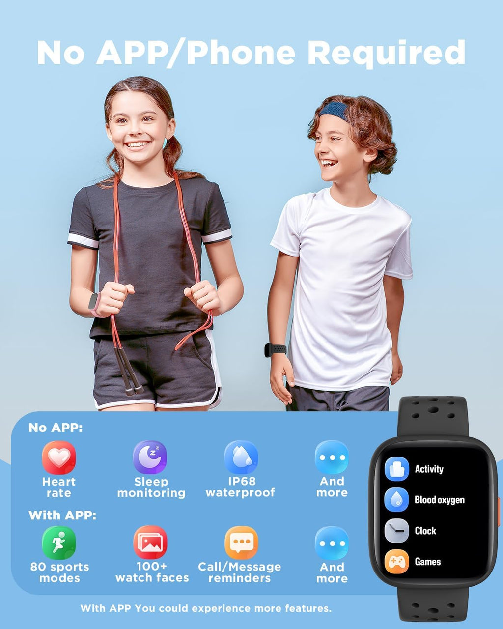 BIGGERFIVE Reloj inteligente para niños, no necesita teléfono