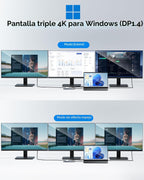 USB C Docking Station Dual Monitor, Selore Docking Station 3 Monitors