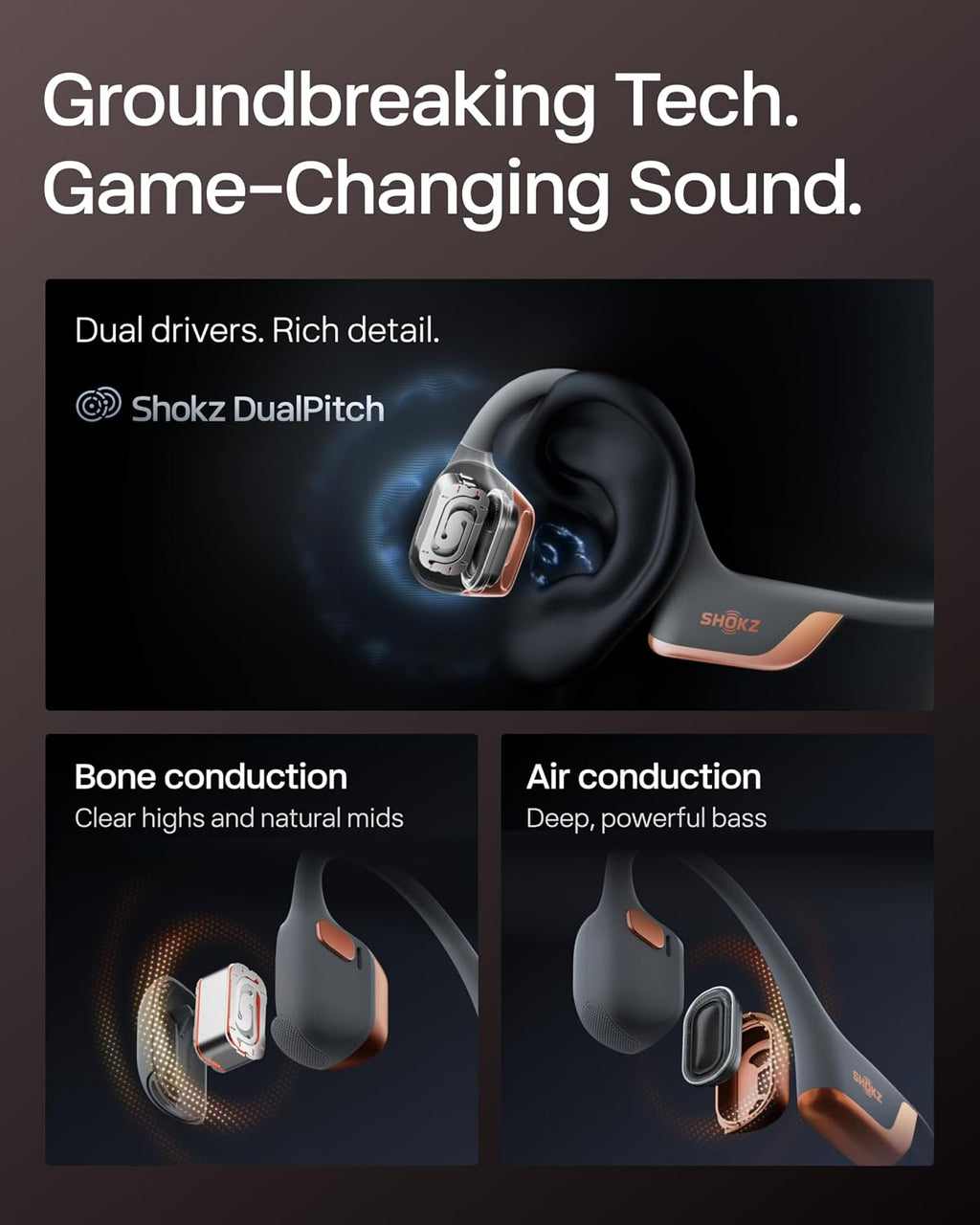 SHOKZ OpenRun Pro 2 Auriculares de conducción ósea, oro rosa