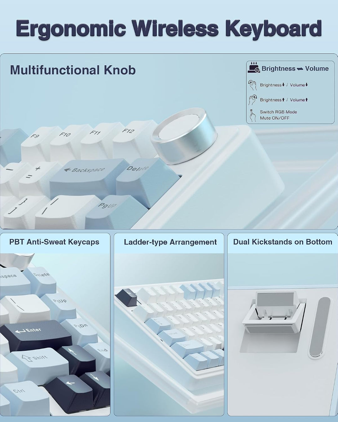 AULA F75 Teclado mecánico inalámbrico 75%, Teclado intercambiable e...