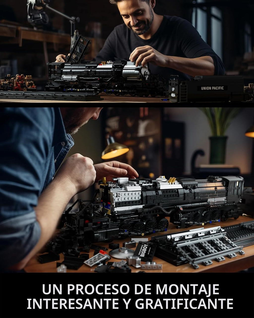 Nifeliz Locomotora Big Boy, juego de bloques de construcción de locomotora de vapor articulada, kit de exhibición de tren de vapor legendario para regalo (1,818 piezas)