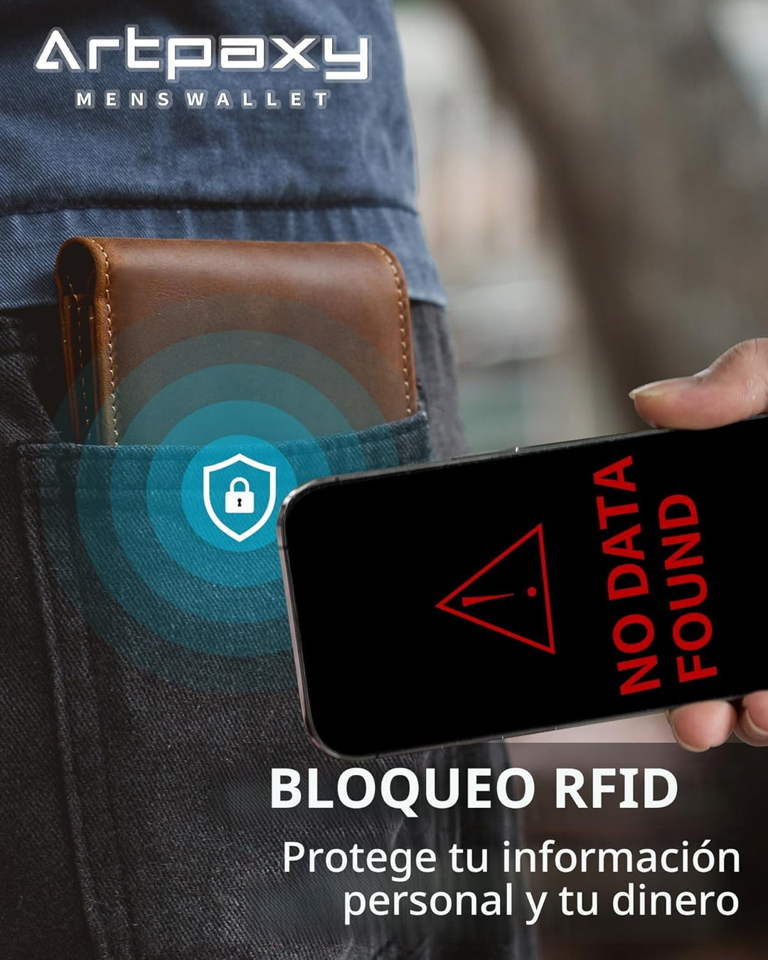 Billetera para hombre con soporte para AirTag, de cuero bifold con...