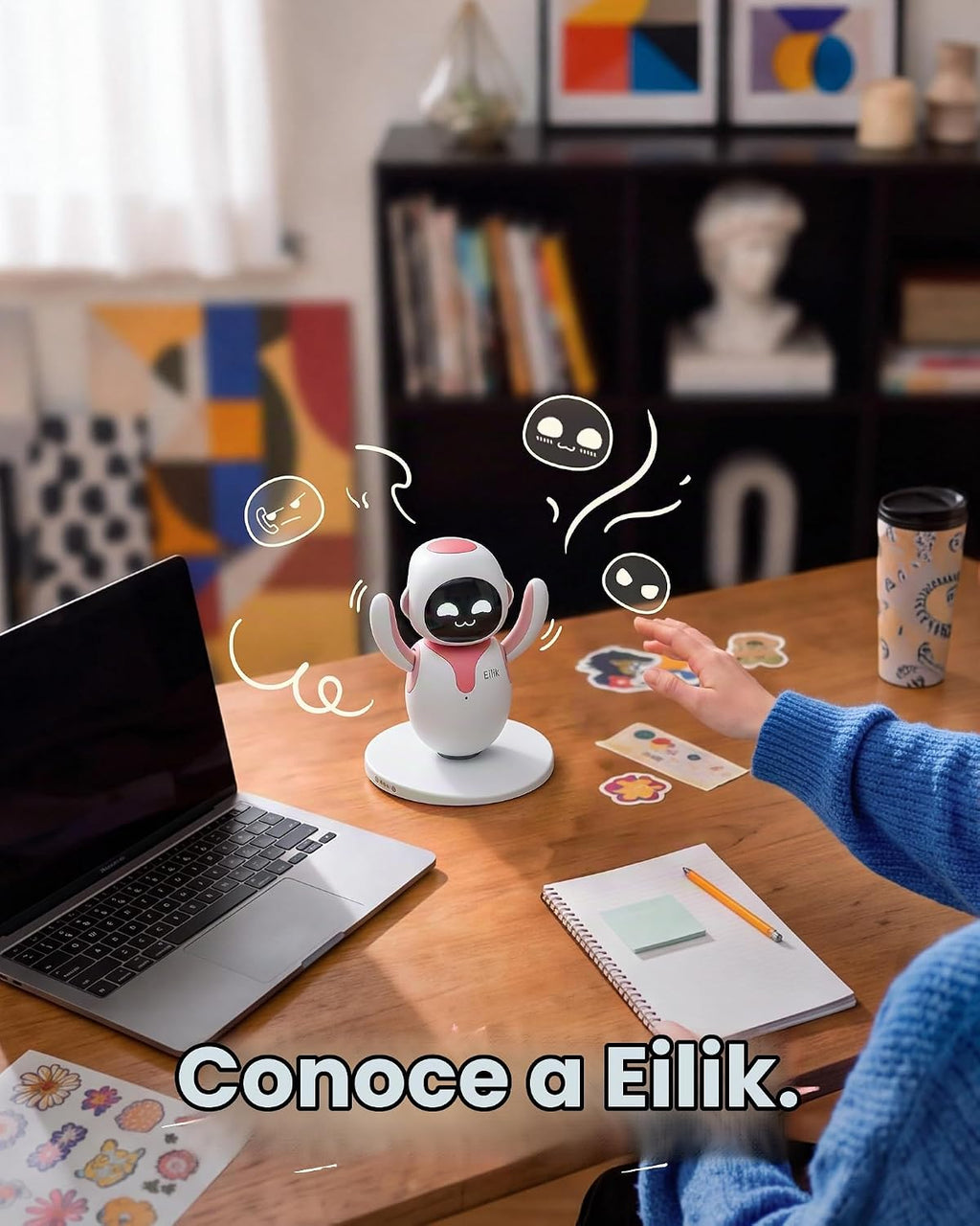 ENERGIZE LAB Eilik Pink - Juguetes interactivos táctiles, lindas mascotas robot con emociones abundantes. Animaciones en reposo y minijuegos, regalo único para niñas y niños. Admite actualizaciones.